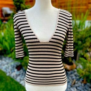 Nasty Gal striped black gold blouse Small